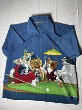 Camisa de perros grandes para hombre XL piscina fiesta camisa con botones perro jugando al billar segunda mano  Embacar hacia Argentina