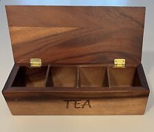 Linda caixa de chá de madeira de acácia seccionada World Market 11,5"  comprar usado  Enviando para Brazil