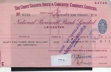 Cheque used 1938 for sale  CHURCH STRETTON