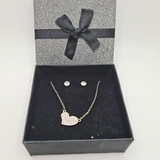 Necklace heartshape gems silver colour earings crystal gems set gift box... for sale  ABINGDON