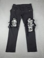 Pantalones de mezclilla Balmain Paris para hombre 36x32,5 negros grises desgastados ajustados de pierna recta, usado segunda mano  Embacar hacia Argentina
