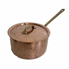Vintage Copper Pot Sauce Pan Brass Handle Made In France Heavy 8” x 4 3/8” for sale  Shipping to South Africa