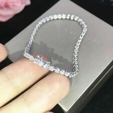 14K White Gold Plated 8 Ct Round Cut Lab-Created Diamond Women's Tennis Bracelet for sale  Shipping to South Africa