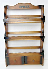Vintage Wooden SPICE Rack 3 Shelves 2 Drawers No Jars Wall Hanging Brown for sale  Shipping to South Africa
