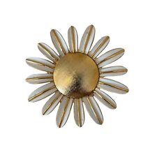 Vintage Daisy AVON Gold Tone White Enamel Perfume Flower Brooch Jewelry for sale  Shipping to South Africa