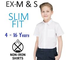 Camisa escolar slim fit masculina branca manga curta idades 3-16 Ex M&S comprar usado  Enviando para Brazil