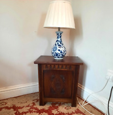 Vintage Small Oak Lidded Chest Lamp Table Bedside Arts & Crafts  Carved Detail for sale  Shipping to South Africa