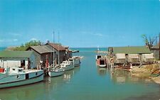 Used, Commercial Fishing Boats In Harbor "Fishtown" Leland, MI Vtg 1960's Postcard for sale  Tulsa
