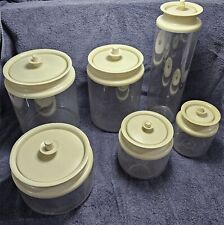 Usado, Antigo Tupperware conjunto de 6 vasilhas de acrílico amêndoa com tampas de botão comprar usado  Enviando para Brazil