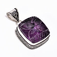 Trapiche Amethyst Vintage Handmade .925 Silver Plated Pendant 1.9" GSR-2548 for sale  Shipping to South Africa