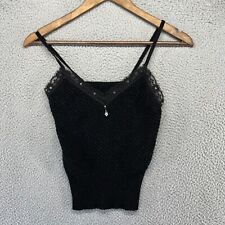 Regata feminina vintage Country Store pequena preta suéter de malha cravejado de renda anos 90 comprar usado  Enviando para Brazil