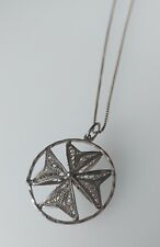 Stunning Filigree Sterling Silver Hallmarked Maltese Cross Pendant With Chain for sale  WORCESTER