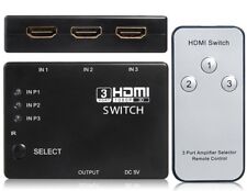 HDMI 3 Port Switcher Splitter Switch Hub with Remote for HDTV PS3 Sky Xbox 360 for sale  Ireland
