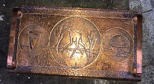 Vintage Art And  Craft Embossed Deer Copper Tray 16”x 9” With Handle for sale  Shipping to South Africa