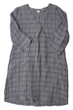 Poetry US 8 / UK 12 100% Linen V-Neck 3/4 Sleeve Plaid Dress Light Cottagecore for sale  Shipping to South Africa