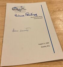 Linus Pauling Nobel Prize Chemist signed autographed 1989 Award banquet program for sale  Shipping to South Africa