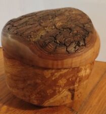 Caja de tapa redonda de madera burl artista decorativo hecha a mano firmada única en su tipo segunda mano  Embacar hacia Mexico