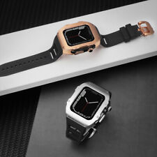 Para Apple Watch Ultra 49mm Mod caixa de aço inoxidável pulseira de borracha fluorosa 44/45mm comprar usado  Enviando para Brazil