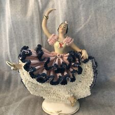 Vintage Germany Dresden Lace Spanish Flamenco Dancer 7” Figurine Petticoats for sale  Shipping to Canada