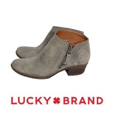 Botines al tobillo Lucky Brand Brielley2 talla 7 línea superior rastrillada gamuza con cremallera lateral gris segunda mano  Embacar hacia Argentina