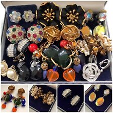 Job Lot Vintage Jewellery Clip-On Earrings Inc Odd Christian Dior Crystal Flower for sale  Shipping to South Africa