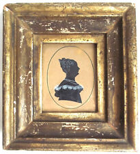 ANTIGA SILHUETA pintada retrato MULHER SENHORA RENDA pintura arte popular moldura dourada comprar usado  Enviando para Brazil