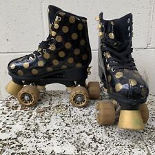 Patins de bolinhas vintage Roller Derby preto e dourado juvenil ajustável tamanho 12-2 comprar usado  Enviando para Brazil