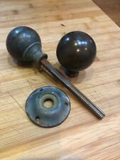 A Pair of Reclaimed Round Brass Victorian Door Knob Handles With Patina BA1737, used for sale  Shipping to South Africa