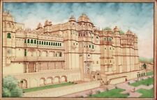Udaipur City Palace Miniature Art Handmade Rajasthan India Architecture Painting for sale  Shipping to Canada