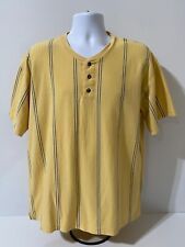 Camiseta Henley Vintage Basic Equipment para hombre talla 2X a rayas amarillas manga corta segunda mano  Embacar hacia Argentina