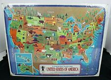 VTG United States Frame Tray Map Puzzle 1968 USA-made Geography Home School for sale  Shipping to South Africa