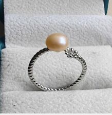 Gorgeous AAAA 6.5-7.5mm South Sea Pink Stud Pearl Ring 925S.. for sale  Shipping to South Africa