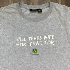 Camiseta para hombre John Deer ""Will Trade Wife For Tractor"" gris brezo talla XL segunda mano  Embacar hacia Argentina