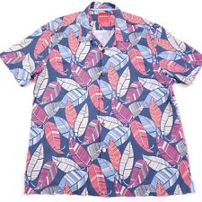 Camisa hawaiana Tommy Baham para hombre XL azul roja floral manga corta 100 % seda playa segunda mano  Embacar hacia Mexico