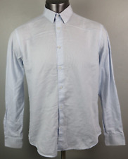 Camisa social masculina Versace Collection tendência tamanho 17 azul botão frontal manga longa, usado comprar usado  Enviando para Brazil