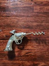 Gun Corkscrew Wine Bottle Opener Goldtone Metal Tool  for sale  Shipping to South Africa
