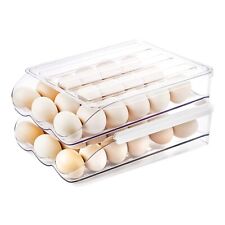 Caixa de armazenamento automática suporte de ovos rolantes 2 camadas para geladeira bandeja recipiente de ovos comprar usado  Enviando para Brazil