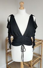 Vintage Y2k Giant Clubwear Ruched Drawstring Black Semi-Crop Top Size 12 for sale  Shipping to South Africa