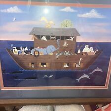Estampa Arca de Noé por Colleen Sgroi, fosca, moldura de madeira maciça 21,5" x 18,5"  comprar usado  Enviando para Brazil