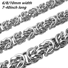 Collar pulsera de acero inoxidable bizantino de cadena de tono plateado 6/8/10 mm para hombre segunda mano  Embacar hacia Mexico