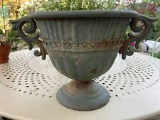 Aged metal vintage style garden urn/ plant pot 35 cm total width for sale  AYLESBURY