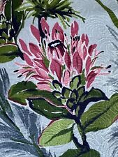 Used, GLAMMY! 40's Posh PINK King Protea Torch Ginger HAWAII Barkcloth Vintage Fabric for sale  Shipping to South Africa