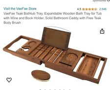 VaeFae Teak Bathtub Tray, Expandable Wooden Bath Tray for Tub Wine 30” for sale  Shipping to South Africa
