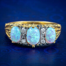 OPAL TRILOGY RING 18CT GOLD ON SILVER for sale  Shipping to South Africa