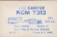 Rádio CB QSL cartão postal campista trailer opala Roy Karlene Wolcott década de 1970 Massena Nova York, usado comprar usado  Enviando para Brazil