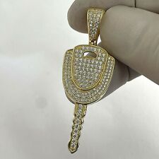 Pingente chave hip hop de diamante branco criado em laboratório folheado a ouro amarelo 14K 1,00 CT comprar usado  Enviando para Brazil