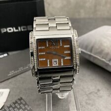 Police Watch 11183B Silver S.Steel Crystals Brown Dial New Battery Box Unisex for sale  Shipping to South Africa