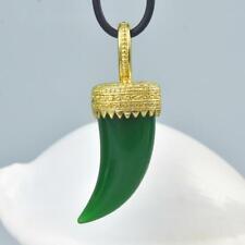 Gold Vermeil Sterling Carved Green Chalcedony Tiger Claw Design Pendant 11.96 g for sale  Shipping to United States