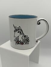 Caneca de café unicórnio azul cobalto cerâmica copo bebida 21 oz espectro suporte para lápis comprar usado  Enviando para Brazil