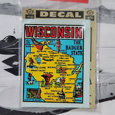 ORIGINAL TRAVEL DECAL VTG WISCONSIN MAP PINUP FISHING AUTO RV TRAILER BADGER OLD for sale  Shipping to South Africa